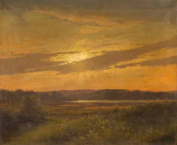 Appraisal: American School th century Sunset over a Marsh unsigned oil