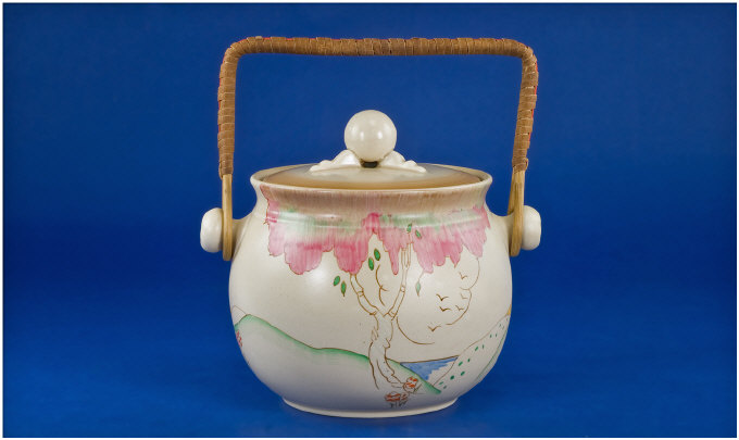 Appraisal: Clarice Cliff Biscuit Barrel Pink Taormina design Date