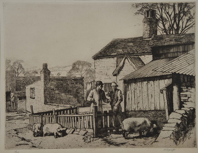 Appraisal: Charles Tunnicliffe British - The Pig Dealer signed and numbered