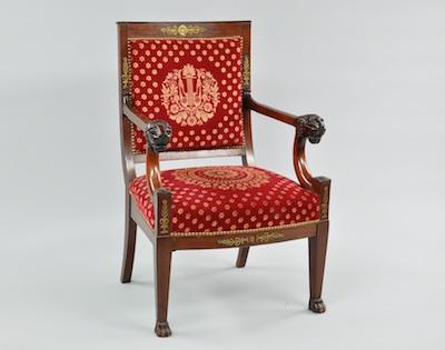 Appraisal: An Empire Armchair Aux Tetes de Lion French ca th