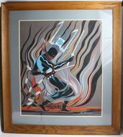 Appraisal: AL MOMADAY - KIOWA JEMEZ PUEBLO NEW MEXICO FRAMED GOUACHE