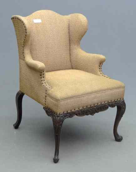 Appraisal: ' s carved wing chair '' Seat Ht '' Overall