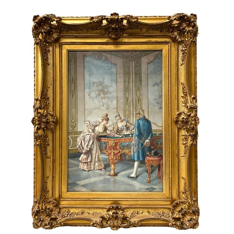 Appraisal: Italian Painting On Board French Painting On Board Italian Gilt