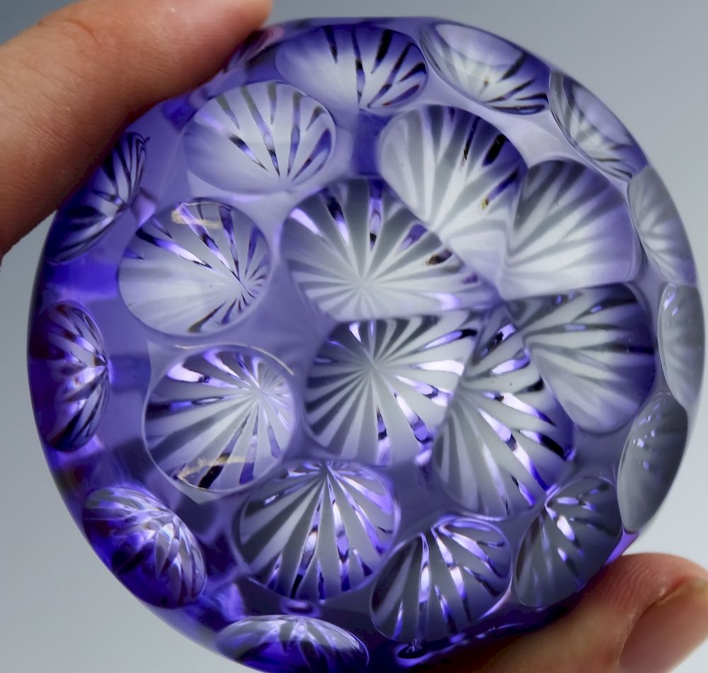 Appraisal: Thomas Webb Corbett Amethyst Crystal Paperweight Thomas Webb Corbett studio