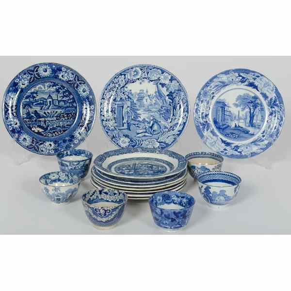 Appraisal: Blue and White Staffordshire Tablewares English th century A twenty-seven-piece