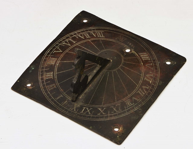 Appraisal: A BRONZE SQUARE SUN DIAL bearing the initials A W