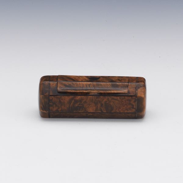 Appraisal: BURLWOOD AND HORN CARVED HAND MADE SNUFF BOX CA TH