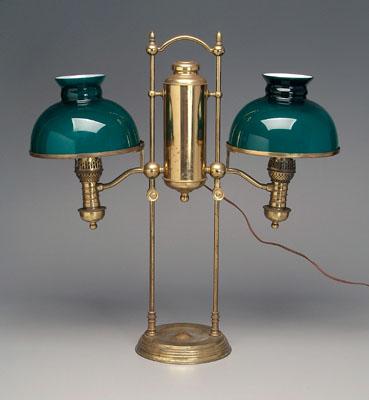 Appraisal: Manhattan double student lamp adjustable central section with two cased