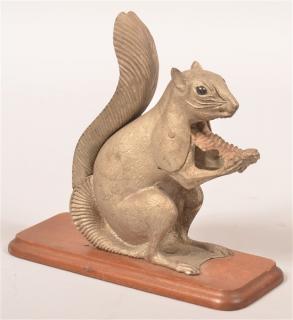 Appraisal: Antique Cast Iron Squirrel Form Nutcracker Mounted on a walnut