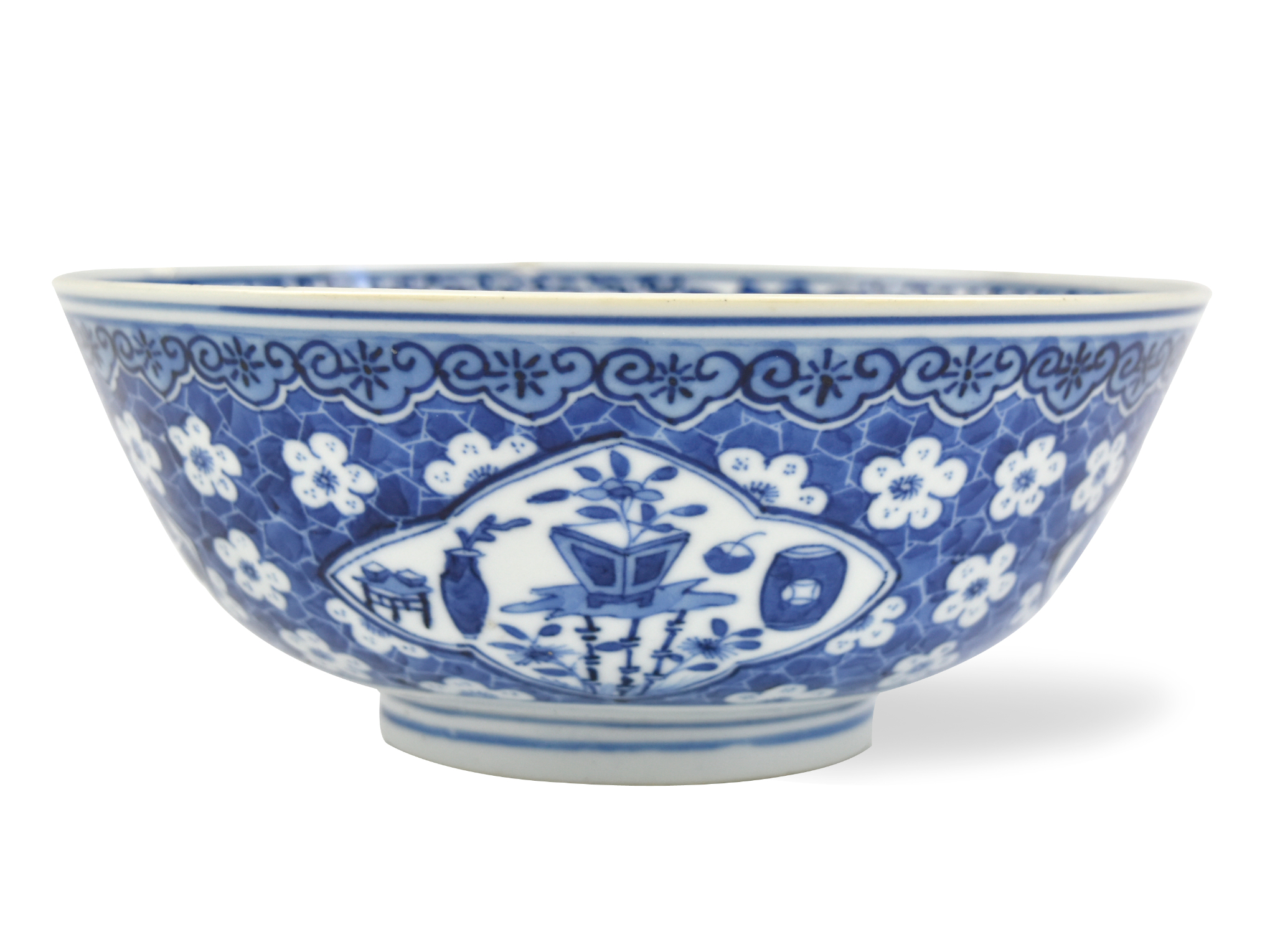 Appraisal: Chinese th C blue and white bowl painted with flowering