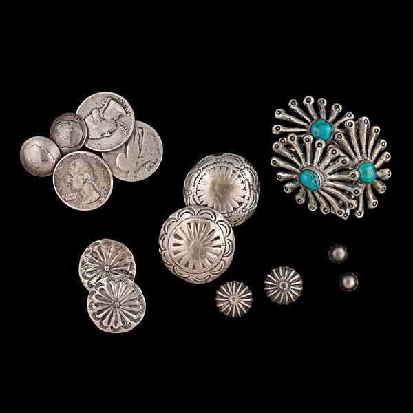 Appraisal: Navajo Pairs of Silver Buttons Collected by Virginia Doneghy -