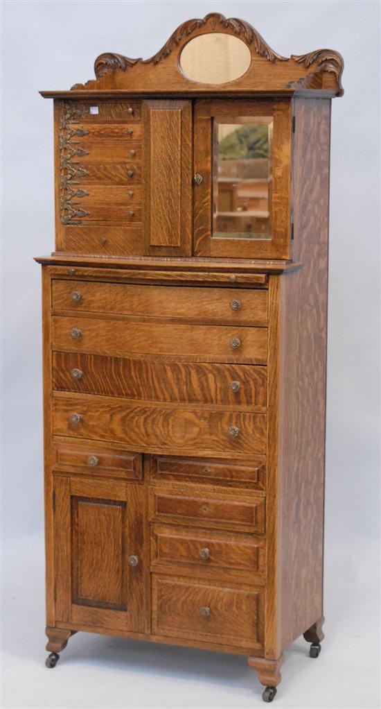 Appraisal: DENTAL CABINET Late th Century of American oak construction Fitted