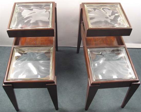 Appraisal: Pair Mahogany Side Tables with inset glass cubes Unsigned Provenance