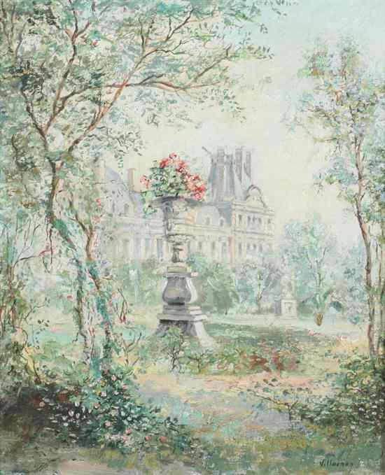 Appraisal: CESAR A VILLACRES Ecuadorian b GARDEN VIEW OF THE TUILERIES