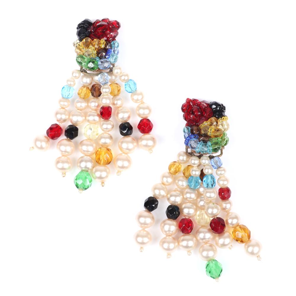 Appraisal: COPPOLA E TOPPO CHANDELIER EARRINGS WITH FACETED JEWEL TONE BEADS