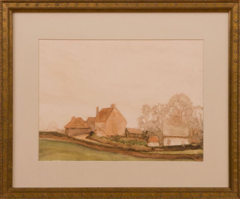 Appraisal: SIR GEORGE CLAUSEN - OLD ESSEX A GREY DAY Watercolor