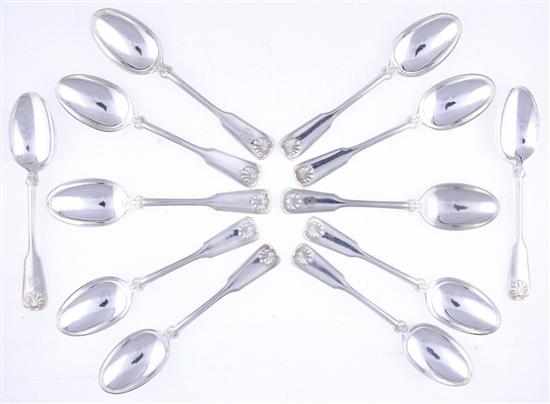 Appraisal: Tiffany Co Shell and Thread pattern sterling teaspoons New York