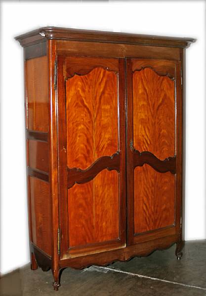 Appraisal: Louis XV walnut and bois de citron armoire last quarter