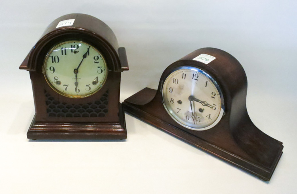 Appraisal: TWO MANTLE CLOCKS the first a Gilbert with dome top