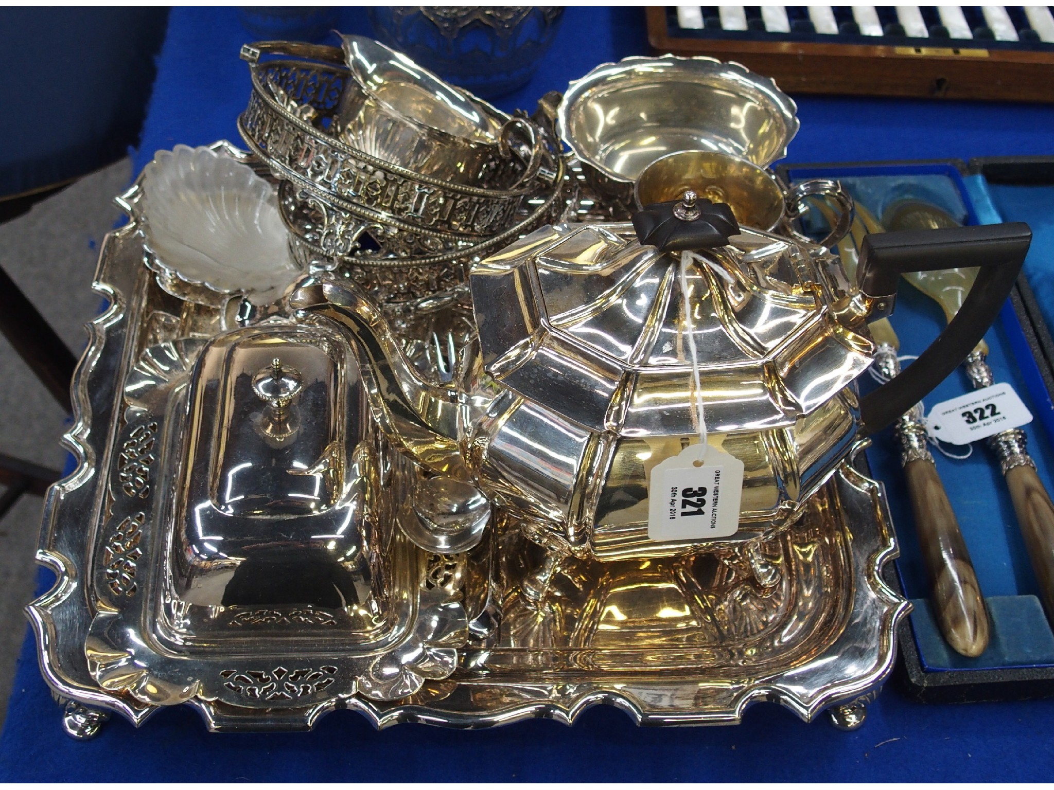 Appraisal: A lot comprising EP teapot christening mug butter dish salver