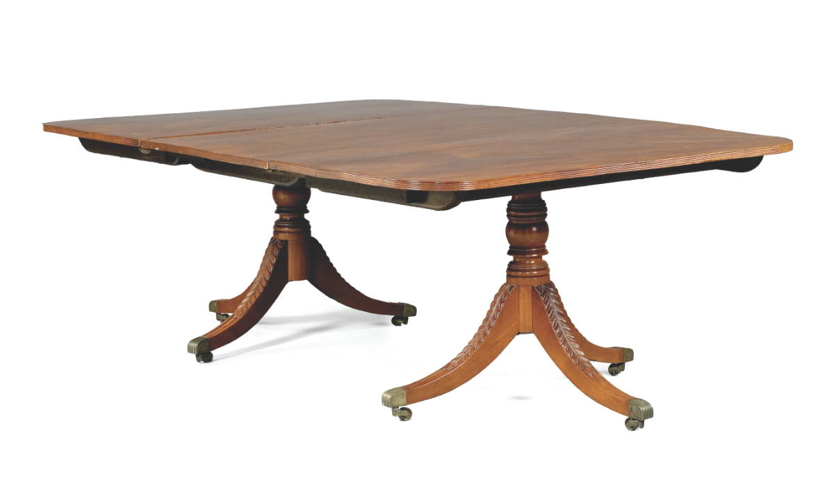 Appraisal: FEDERAL MAHOGANY DOUBLE-PEDESTAL DINING TABLE SCHOOL OF DUNCAN PHYFE Each