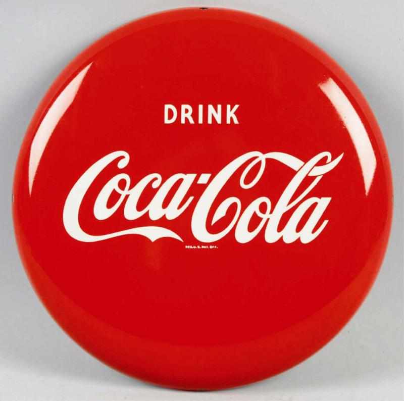 Appraisal: Tin Coca-Cola Button Sign s Clean bright and never used