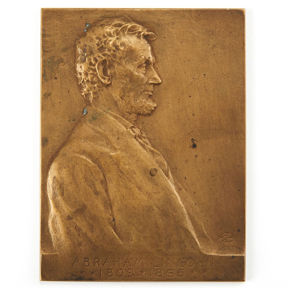 Appraisal: Victor D Brenner Abraham Lincoln Bronze Plaque Victor David Brenner