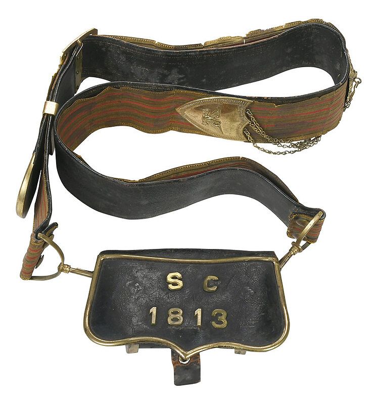 Appraisal: Staff Officer Baldric and Cartridge Case attributed to Charleston case