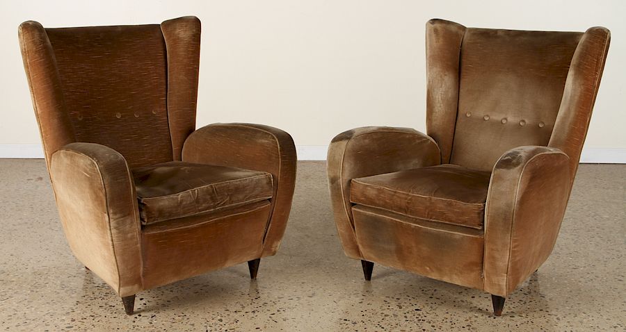 Appraisal: PAIR ITALIAN WINGED BACK ARM CHAIRS PAOLO BUFFO A pair