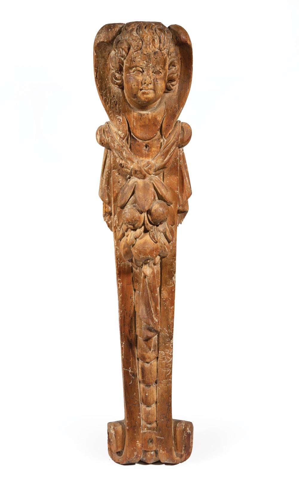 Appraisal: Continental Carved Limewood Figural Bracket late th early th c