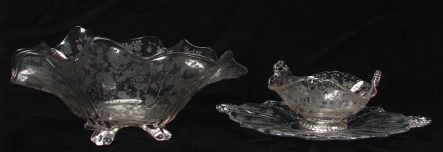 Appraisal: Three Pieces Vintage Fostoria Glass including handled cookie plate handled