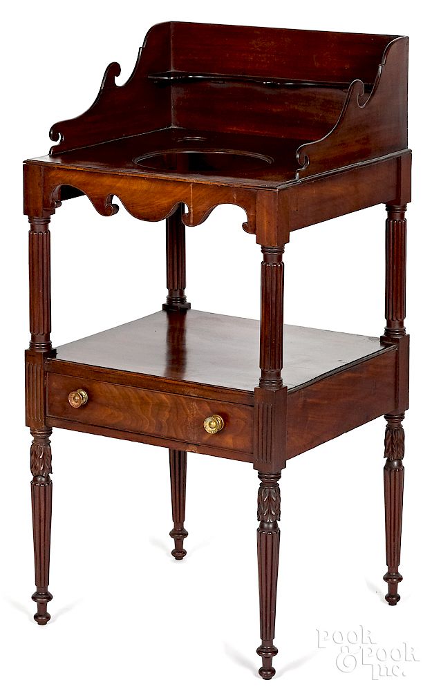 Appraisal: New England Sheraton mahogany wash stand Exclusive on Bidsquare New