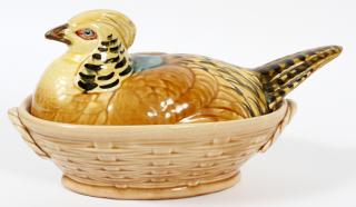 Appraisal: SARREGUEMINES FRENCH POTTERY GOLDEN PHEASANT TUREEN SARREGUEMINES FRENCH POTTERY GOLDEN