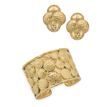 Appraisal: Chanel Cuff and Pair of Earrings Estimate -