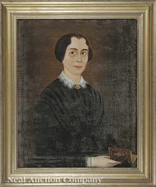 Appraisal: American School th c Woman with a Book oil on