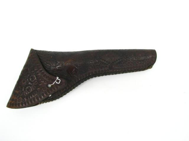 Appraisal: Hand tooled holster long with cowboy scene holds bbl length