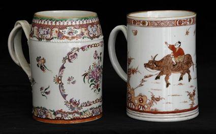 Appraisal: TWO CHINESE EXPORT PORCELAIN MUGS The one famille rose with