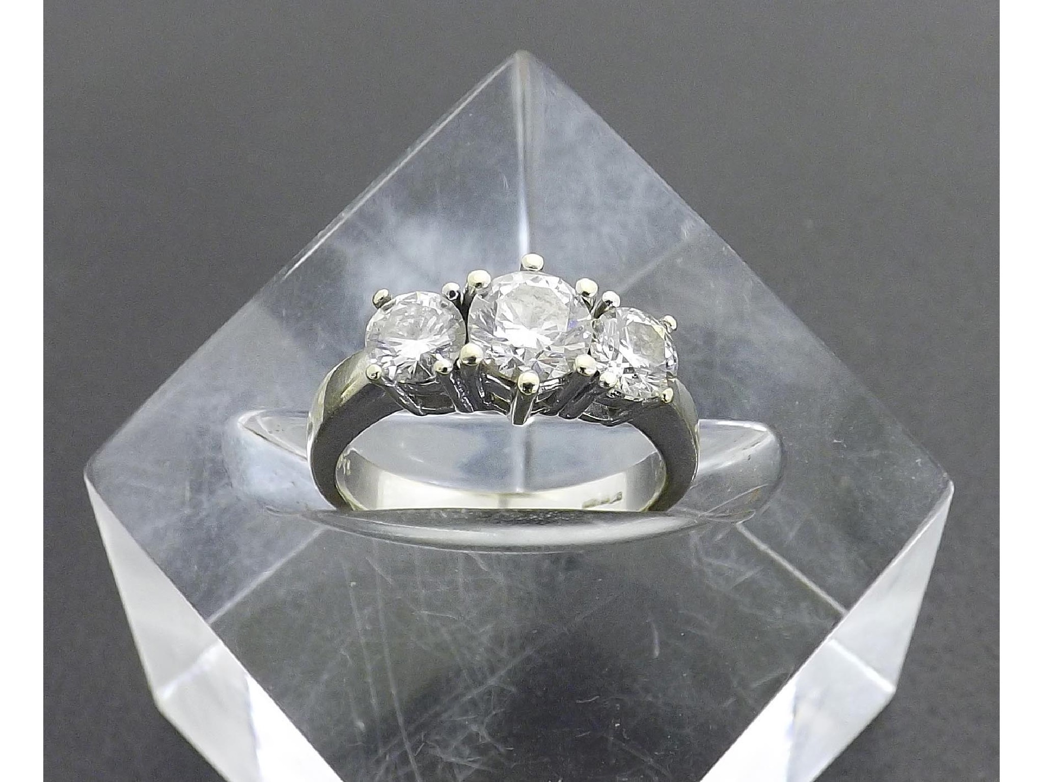 Appraisal: - -A Good ct white gold three stone diamond ring