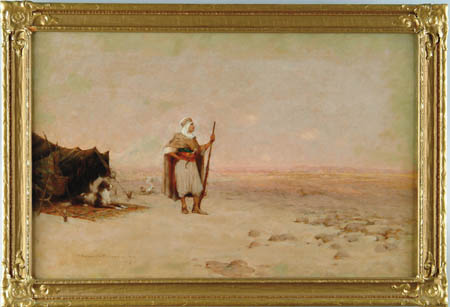 Appraisal: ALFRED WORDSWORTH THOMPSON American - ARAB CAMP WITH DOG AND