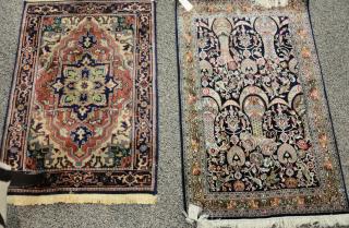 Appraisal: Two Oriental throw rugs silk cotton ' x ' and