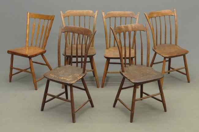 Appraisal: Set of five th rodback Windsor chairs '' Seat Ht