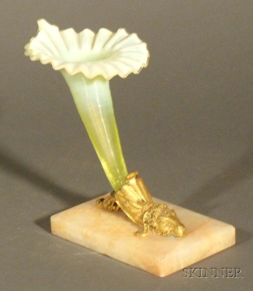 Appraisal: French Vaseline Glass and Ormolu Mounted Spill Vase late th