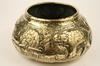 Appraisal: EGYPTIAN BRASS POT - Repousse decorated pot featuring the pyramids