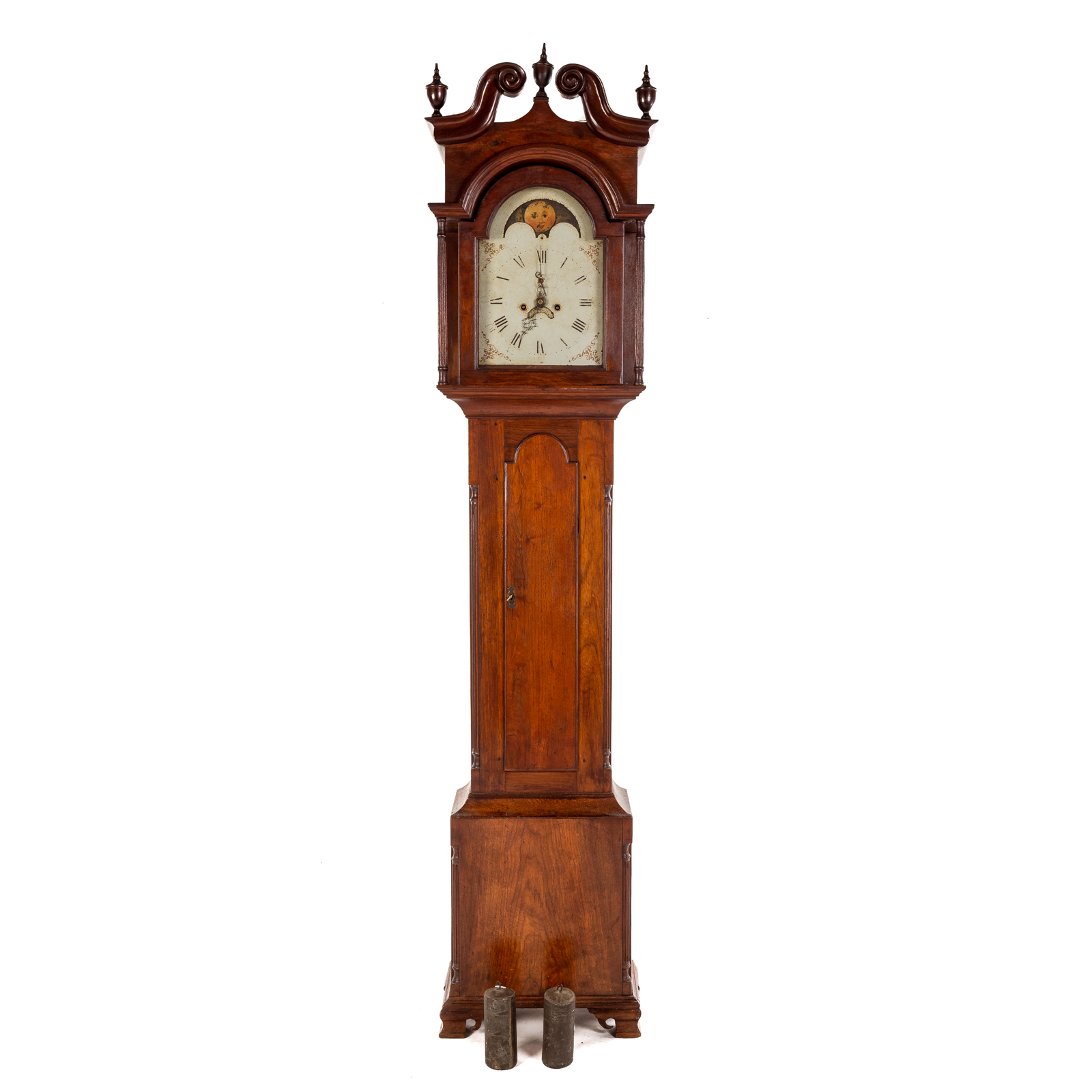 Appraisal: FEDERAL WALNUT TALL CASE CLOCK Pennsylvania circa - broken arch