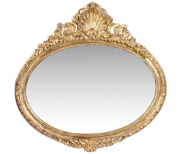 Appraisal: A French Rococo style gilt wood oval mirror height in