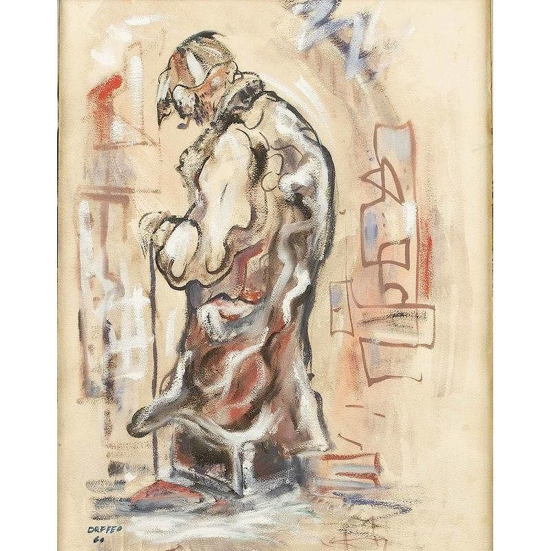 Appraisal: Joseph Orffeo Painting Framed mixed media on paper figural painting