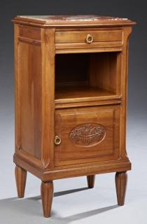 Appraisal: French Art Deco Carved Walnut Nightstand early French Art Deco