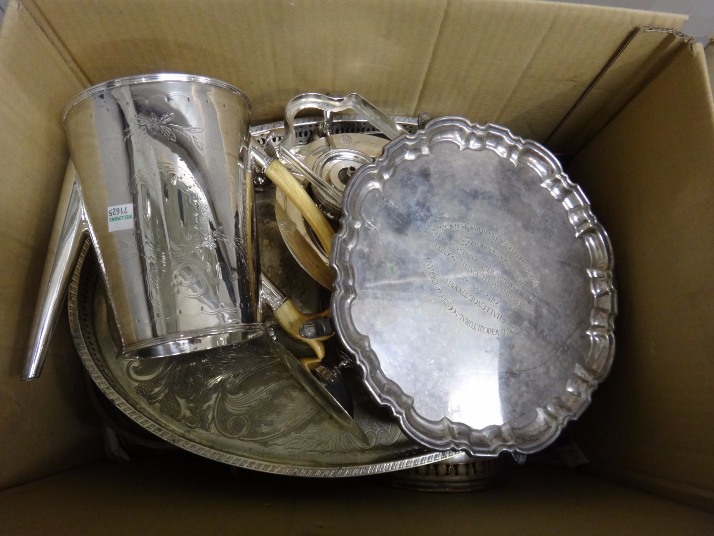 Appraisal: A quantity of assorted silver plate to include glass spirit