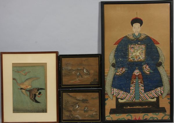 Appraisal: Group of four Oriental drawings to include one portrait of