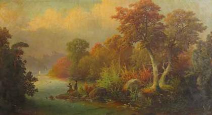 Appraisal: AMERICAN SCHOOL - LANDSCAPE th century Oil on canvas x